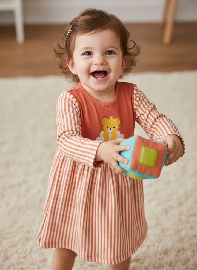 BONTOTS Infant Girls Happy Camper Printed Organic Cotton Dress - Image 1